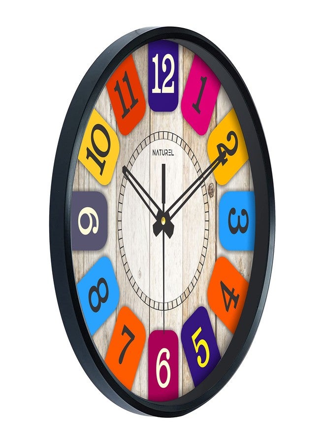 ناتشورال ساعة حائط دائرية الشكل من ناتشوريل، مصنوعة من البلاستيك والزجاج، للمنزل (24 × 24 × 3.5 سم) (متعددة الألوان) - تناظرية - Image 3